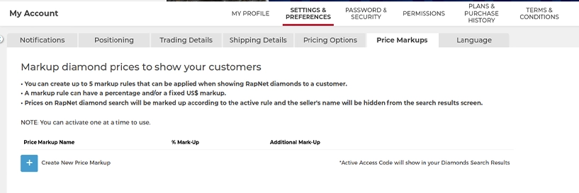 Adding markup from my account section Adding markup from my account section