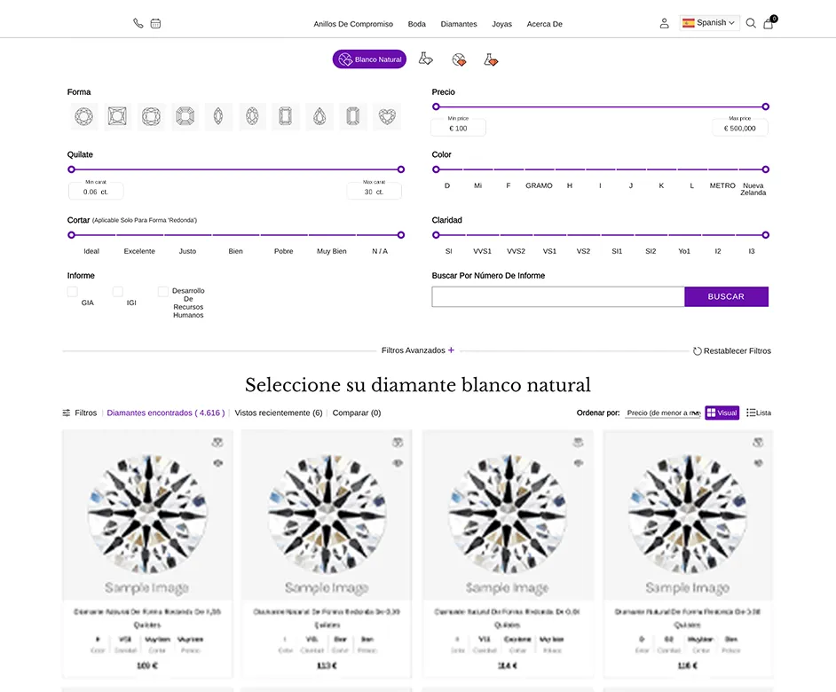Live Diamond Search System