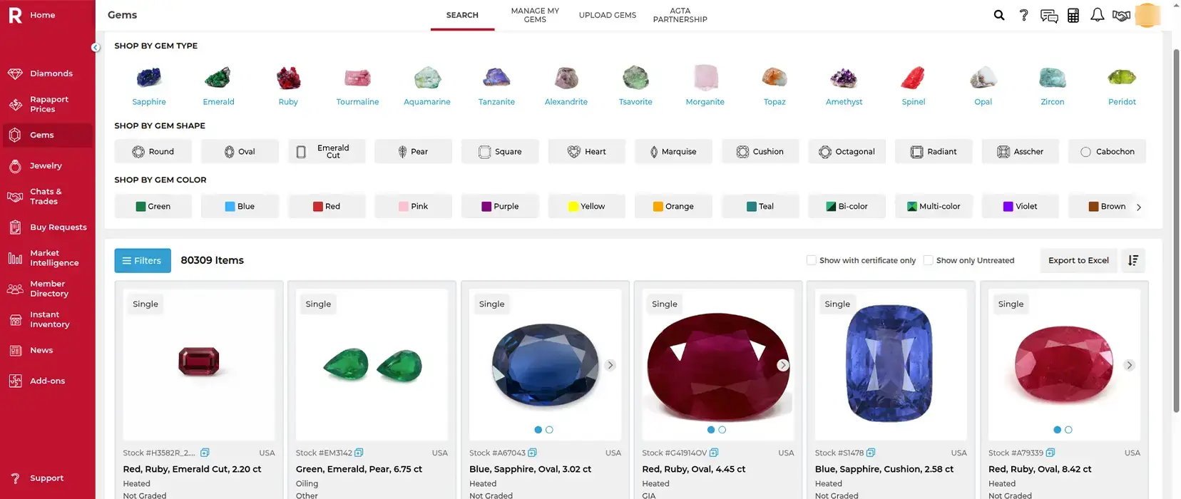 Select gemstones