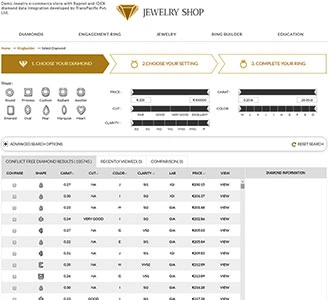 Demo of full featured Diamond & Jewellery website