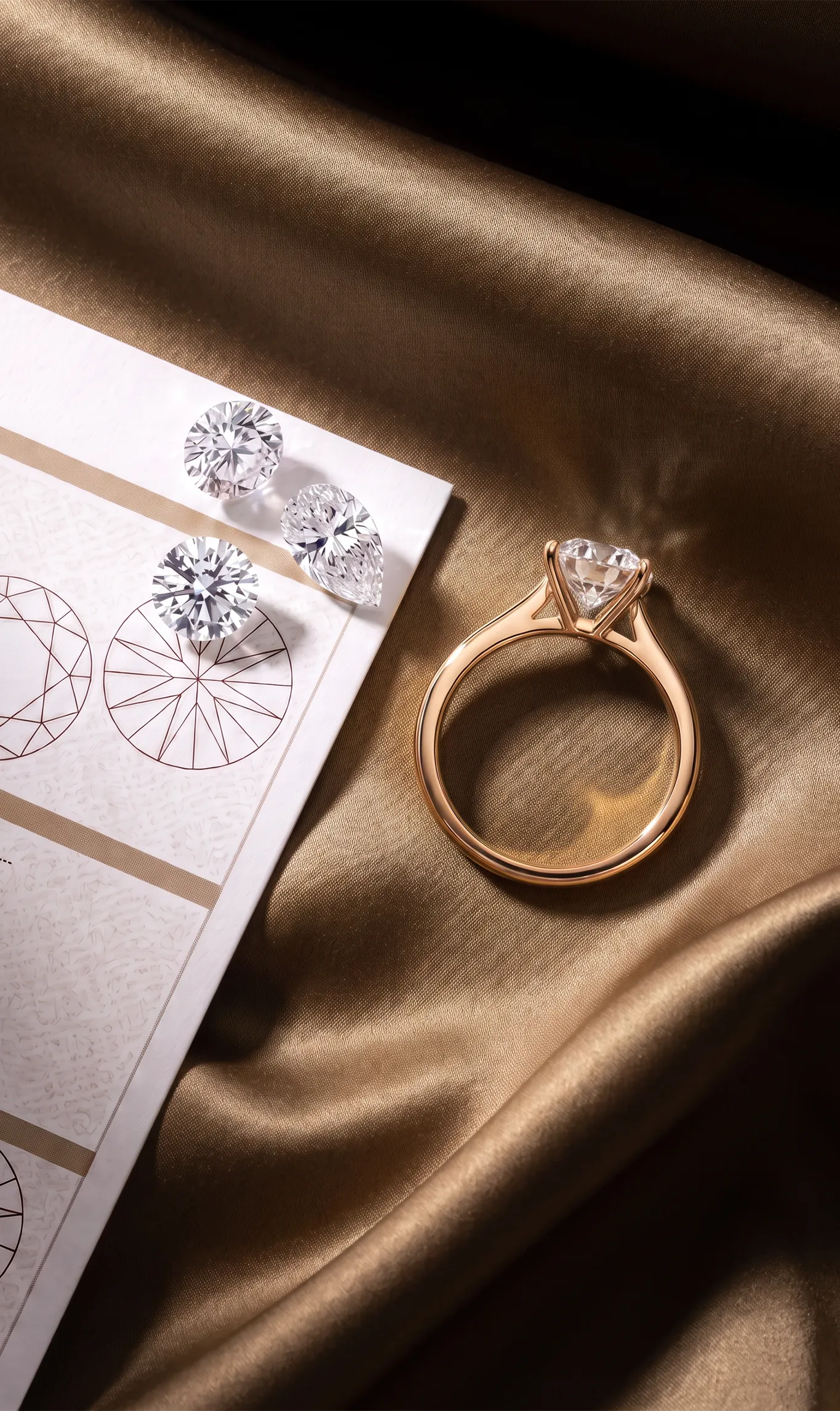 Editorial jewelry web page design concept with a diamond pendant