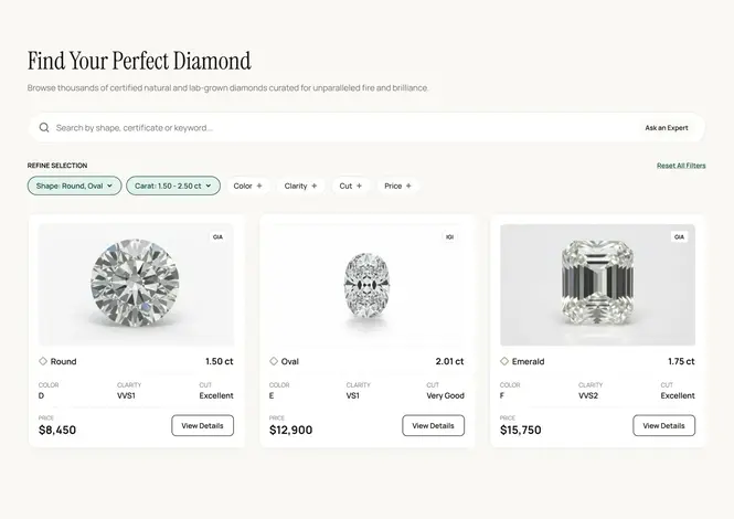 Loose diamond search